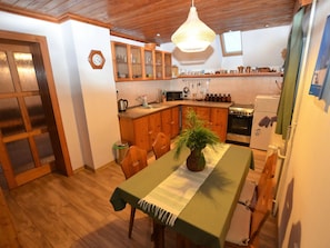 House | Private kitchen | Fridge, microwave, electric kettle - Restful Holiday Home With Sauna, Garden, Table Football (Vrbno pod Pradedem)