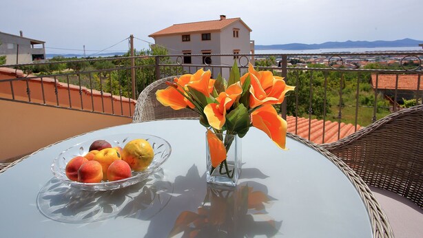 Balcony - Newly Built Holiday Home in a Quiet Area, 2 Spacious sea View Terraces, Parking (Zadar)