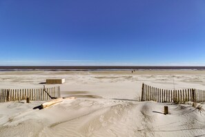 Guests can enjoy access to the beach from this property.