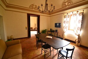 Villa | Dining - Elegant, Historical Villa with Swimming Pool in Rural Region near Etna (Centuripe)