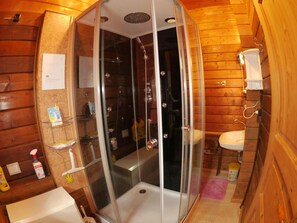 House | Bathroom | Hair dryer - Detached Wooden House with Fireplace & Large Garden near Bad Wildungen (Haina)