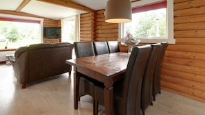 Dining - Wooden Tree Trunk Bungalow at Fish Pond (Hoge Hexel)