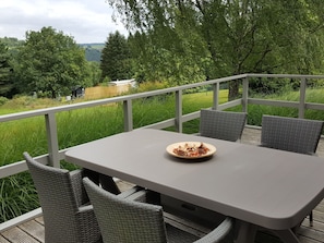 Chalet | Balcony - Chalet With Sauna, Fenced Garden and Beautiful Views near Dinant (Hastiere)