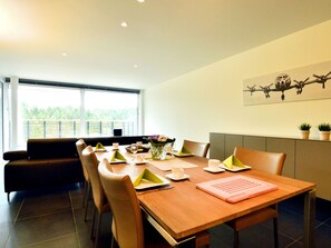 Dining - Elegant Apartment in Robertville With Balcony, Roofed Terrace (Waimes)