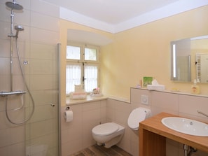 Apartment | Bathroom | Shower - Holiday in a Historical Building in the Heart of the Franconian Forest (Weissenbrunn)
