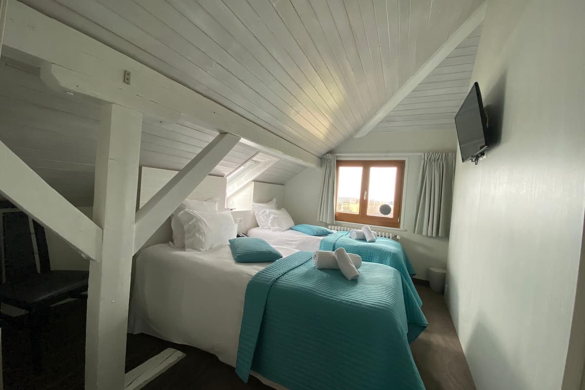 Habitación económica con 2 camas individuales | Decoración personalizada, muebles diferentes y escritorio