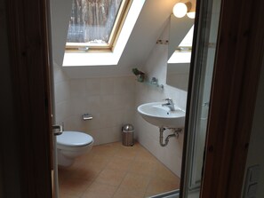 Ferienhaus | Badezimmer | Dusche, Handtücher