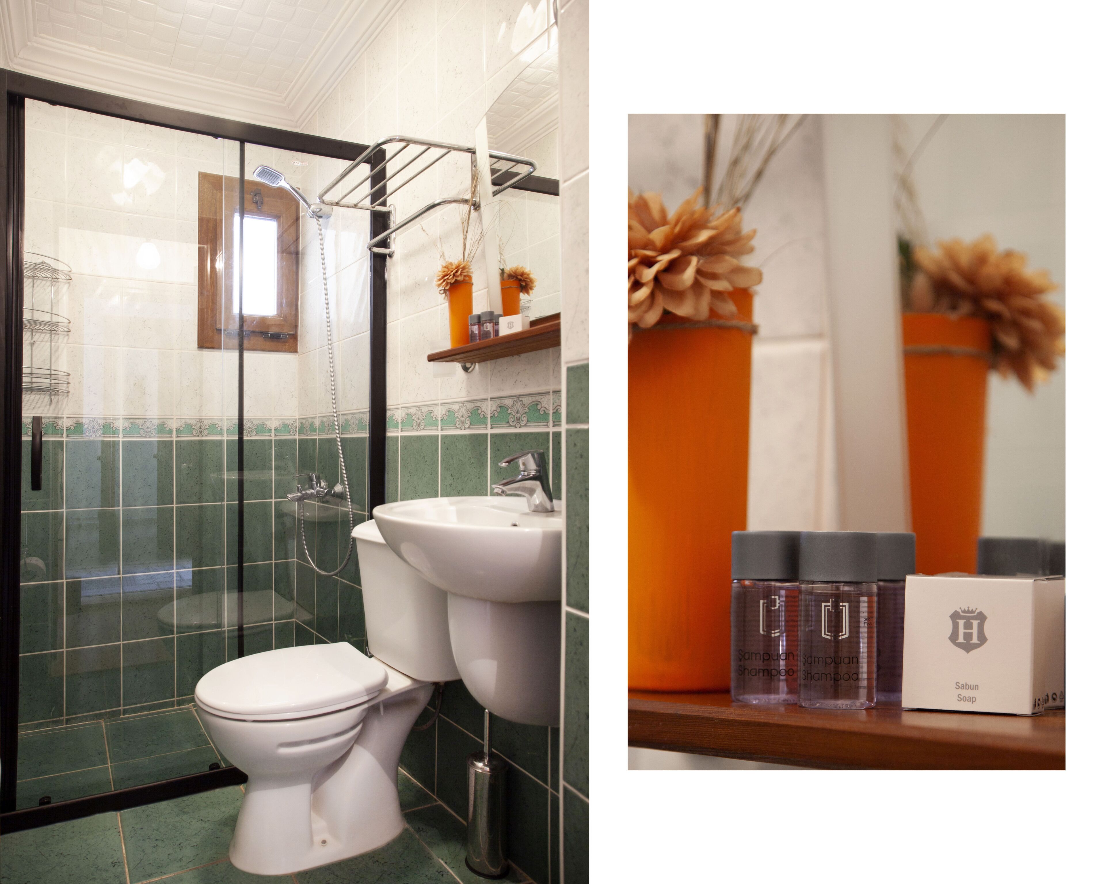 deluxe triple room | bathroom | shower, free toiletries, hair dryer, slippers