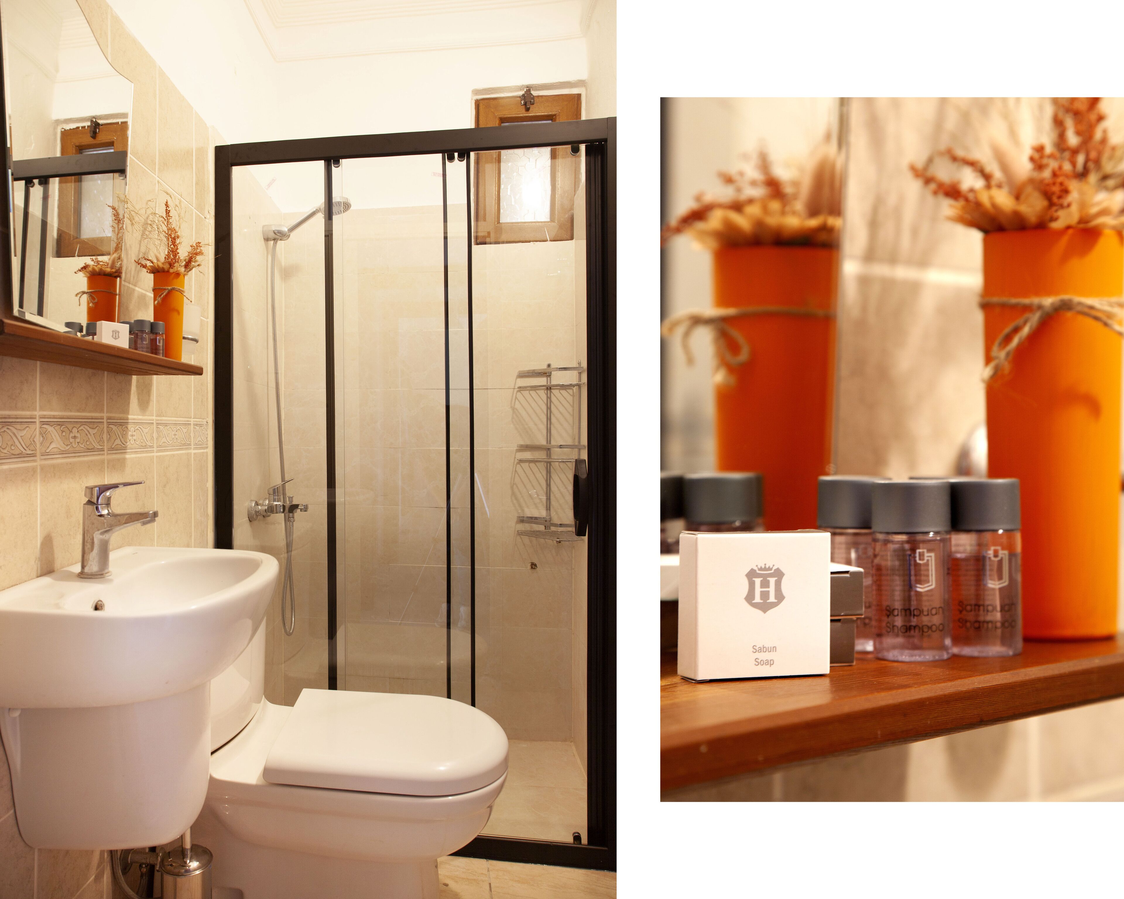 deluxe triple room | bathroom | shower, free toiletries, hair dryer, slippers