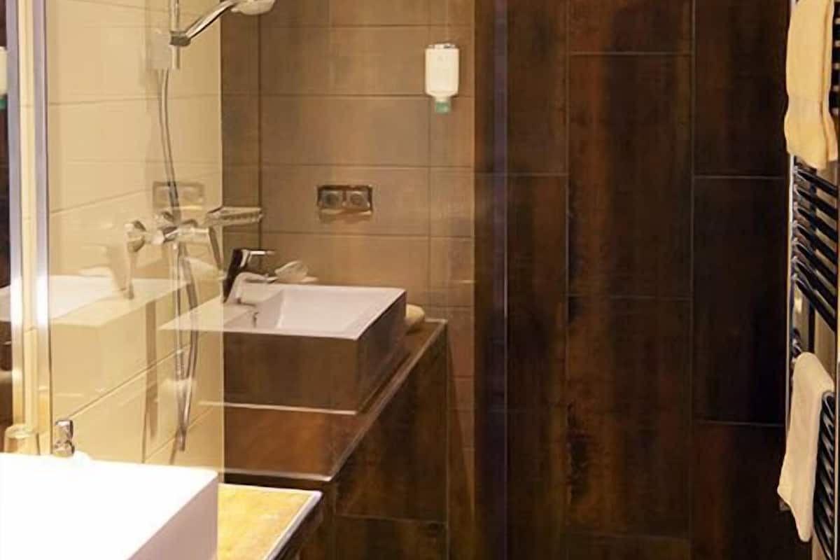 shower, free toiletries, hair dryer, bathrobes