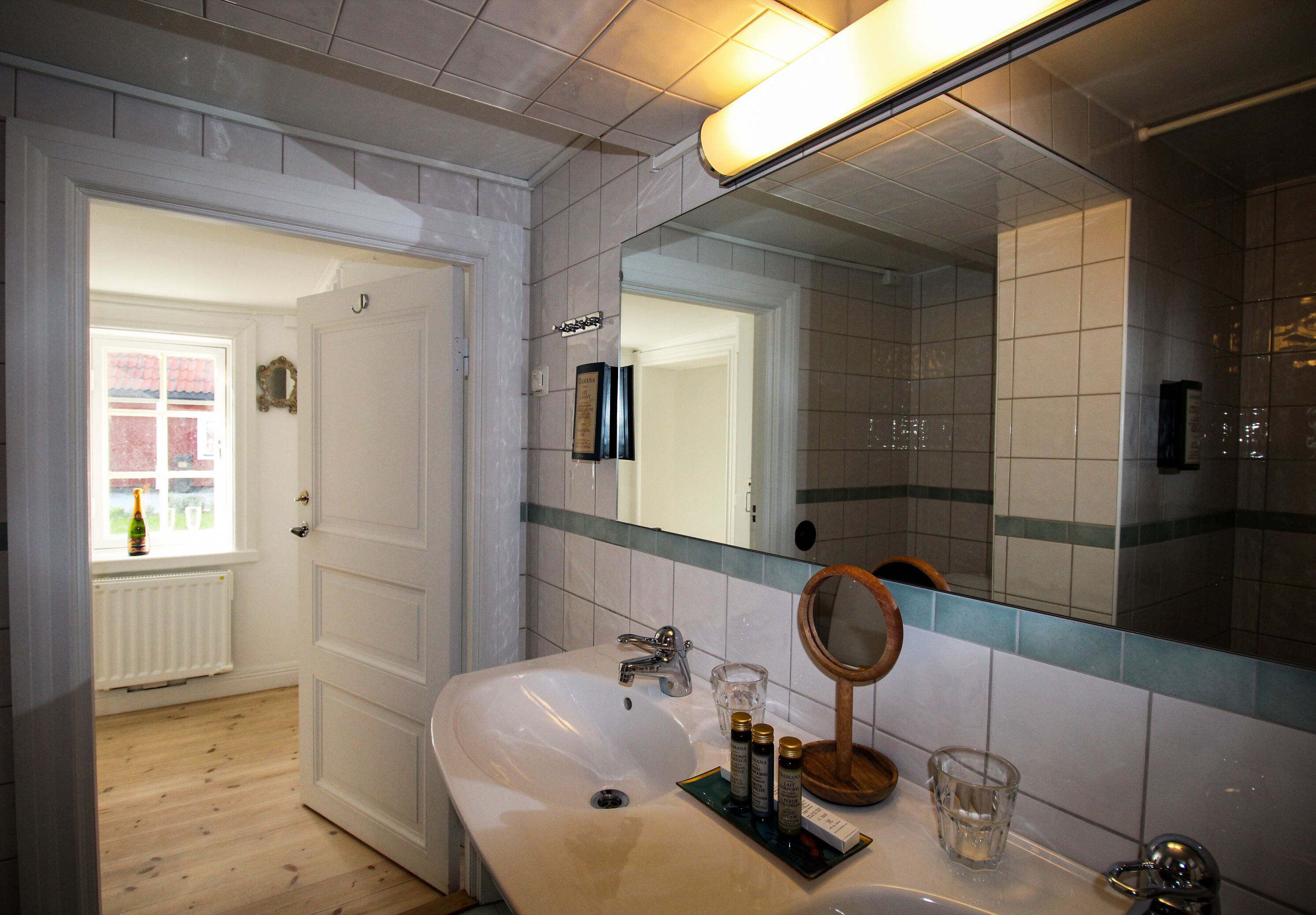 free toiletries, hair dryer, towels