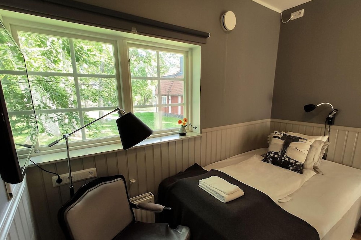 Desk, blackout drapes, iron/ironing board (on request), WiFi (free)
