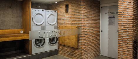 A laundry area with a sign that reads "LAVENDER."
