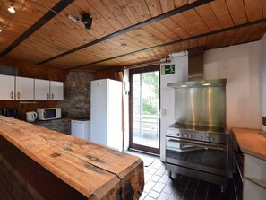 Cottage | Private kitchen | Highchair - Quaint Cottage In Petite Langlire with Hot Tub (Gouvy)