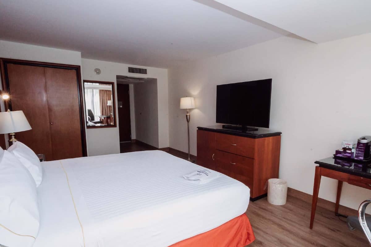 Escritorio, tabla de planchar con plancha, wifi gratis y ropa de cama