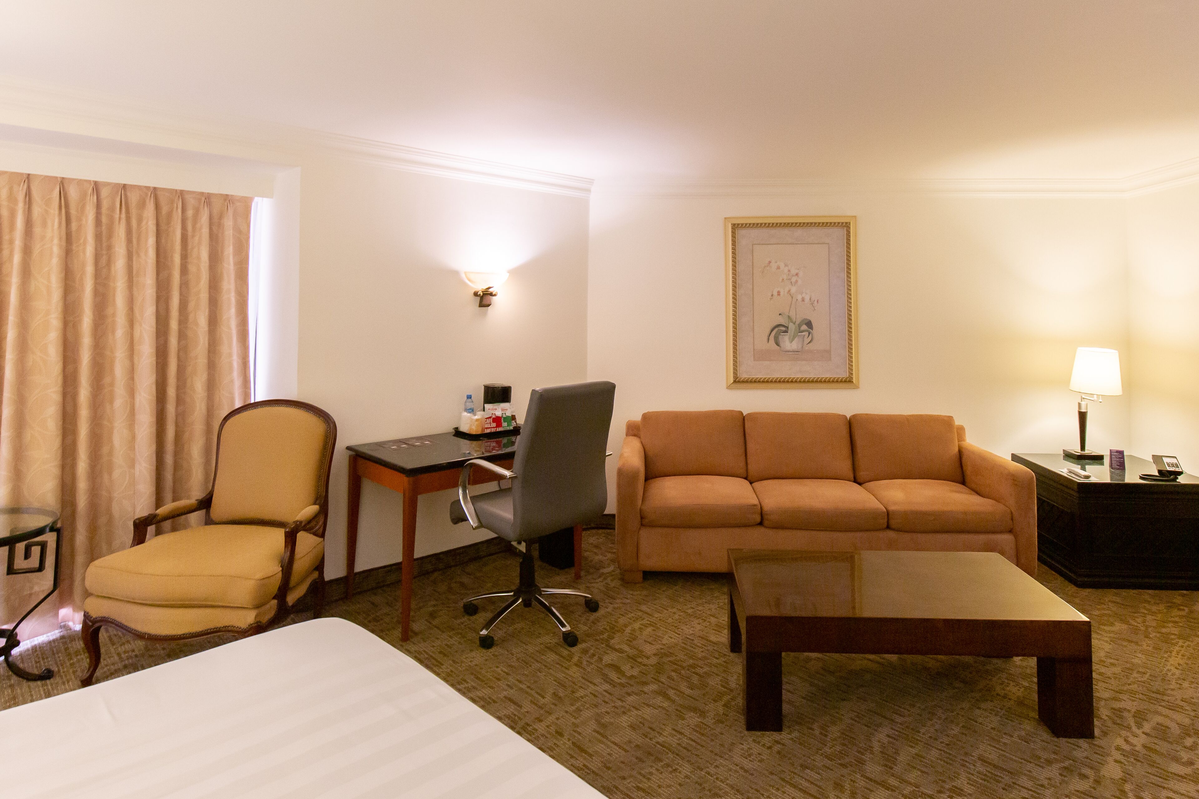 junior room, 1 king bed | living area | 40-inch flat-screen tv with cable channels