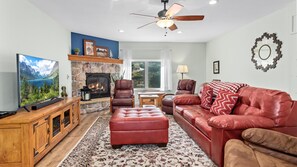 TV, fireplace, DVD player, ping pong