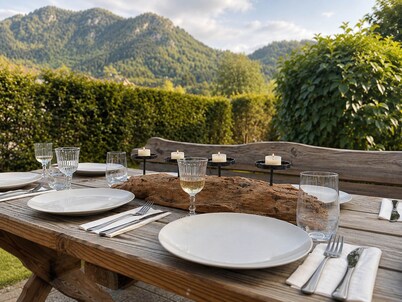 Modern Apartment With Garden and Mountain Views