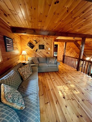 Smart TV, fireplace, video games, DVD player