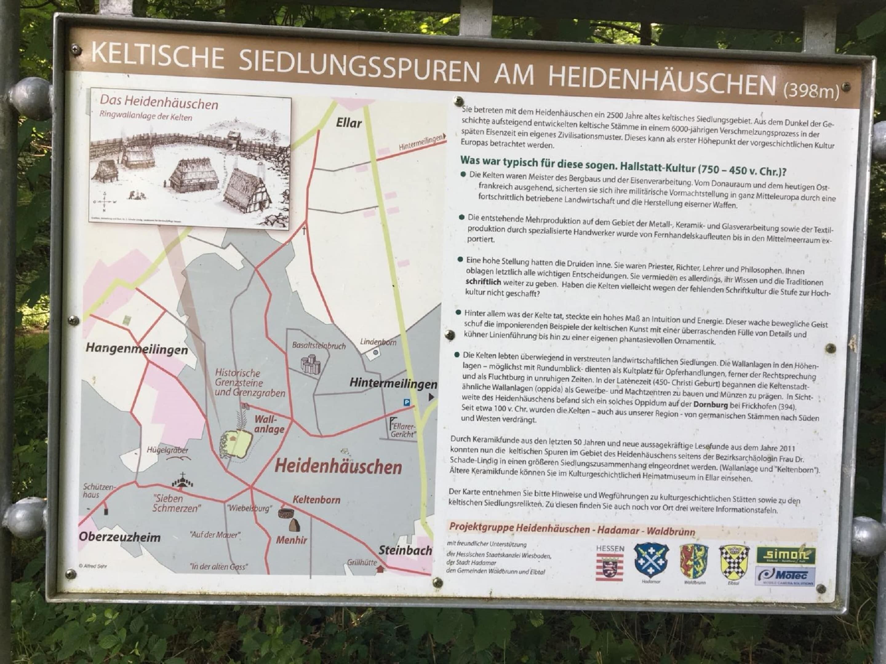 A map of Heidenhäuser with surrounding areas, including landmarks like Hangenmeilingen and Oberzeuzheim.