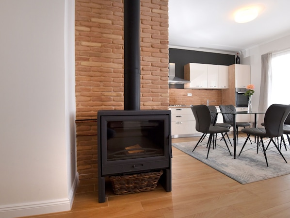 Villa | Living room | Fireplace, DVD player