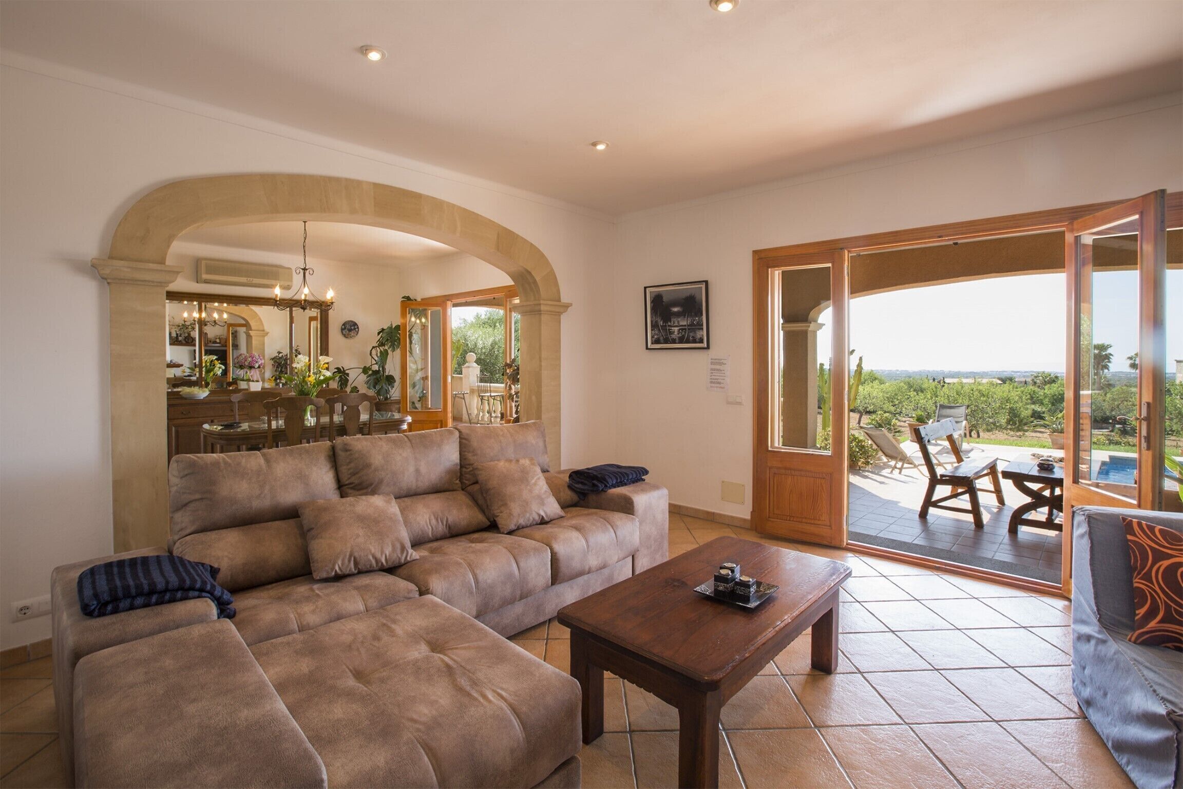 Télévision, cheminée, lecteur de DVD, table de tennis de table