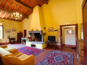 Televisión y chimenea 