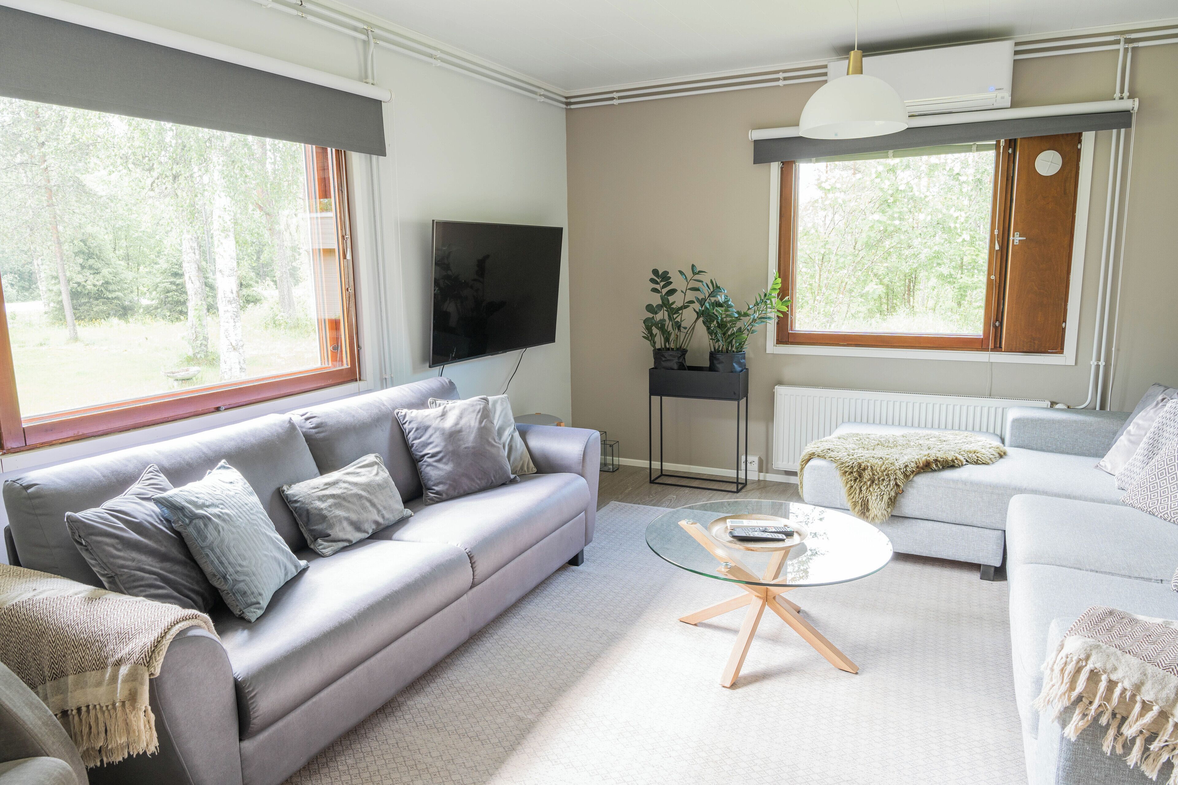 Televisión y chimenea 