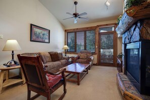 TV, fireplace