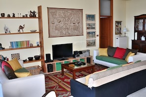 TV, fireplace