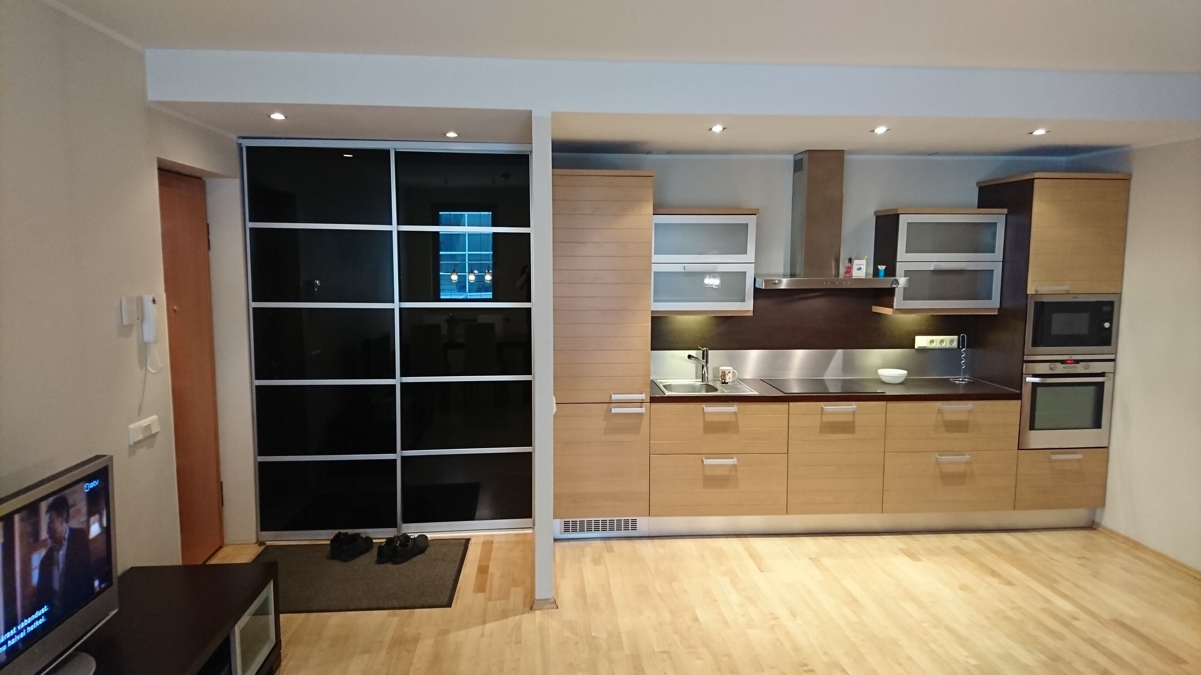 Frigorífico, microondas, horno y placa de cocina