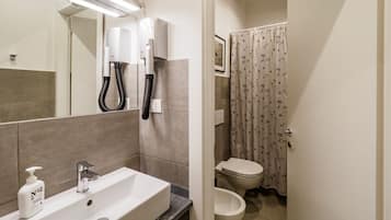Shower, eco-friendly toiletries, hair dryer, bidet
