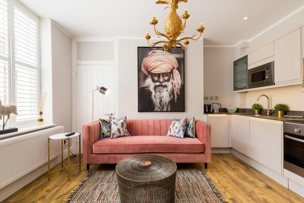 View of living / kitchen area