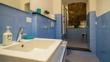Shower, eco-friendly toiletries, hair dryer, bidet