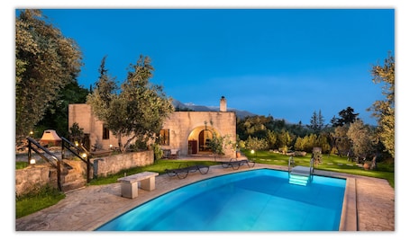 Outdoor pool. Villa Aloni-Traditional stone Villa with nice view,pool and garden