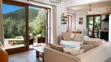 テレビ、暖炉、書庫、ミュージックライブラリ