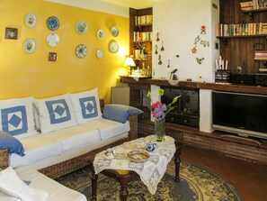 TV, fireplace - Beautiful  villa for 5 guests with private pool, A/C, WIFI, TV and patio (Capannori)