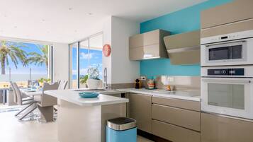 Fridge, microwave, oven, dishwasher