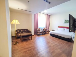 Minibar, blackout curtains, iron/ironing board, free WiFi