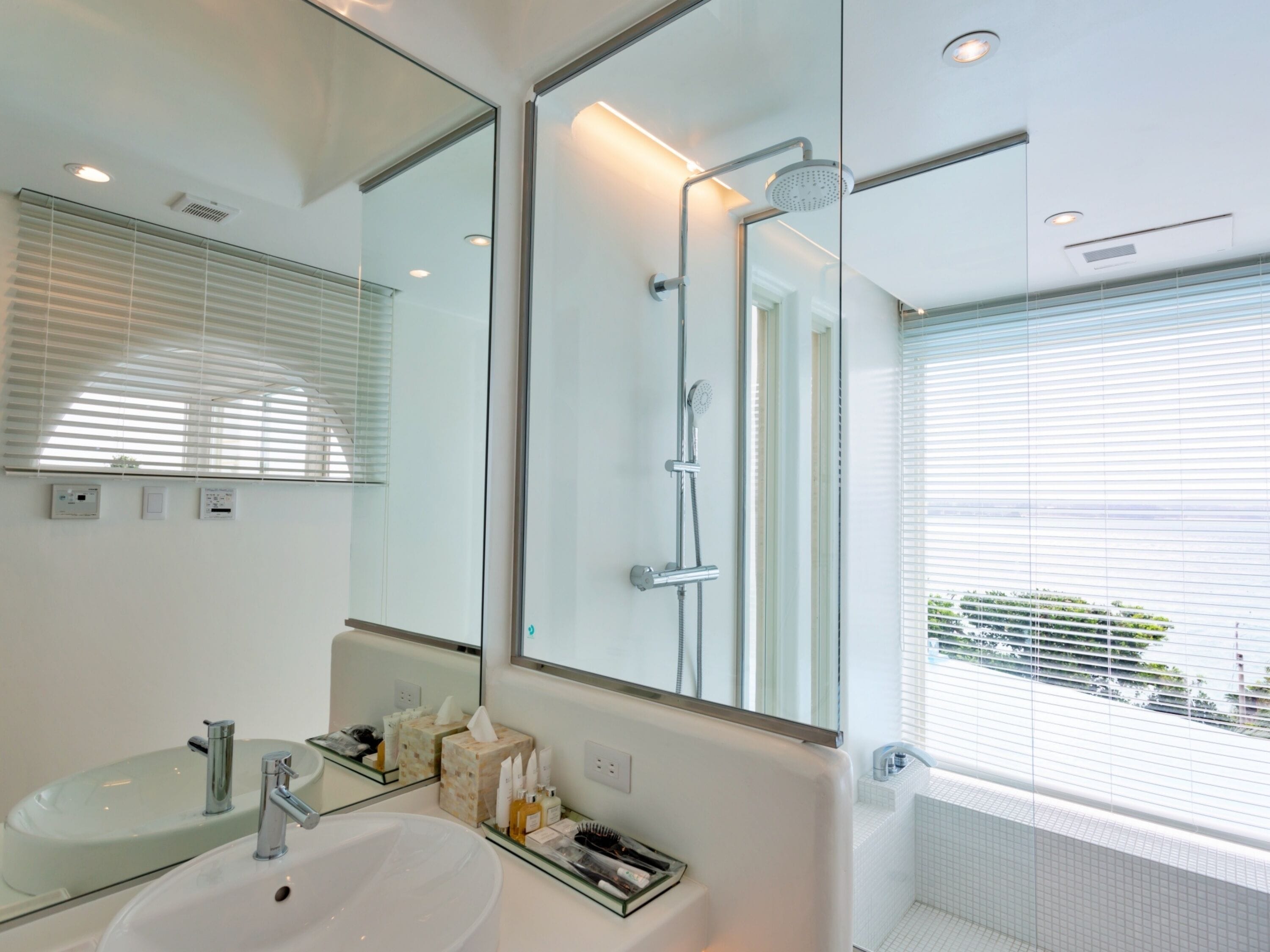 crete (type c, private open-air bath 2 pax) | bathroom | separate bathtub and shower, rainfall showerhead, free toiletries