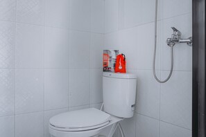 Shower, free toiletries, towels