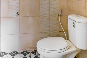 Shower, free toiletries, towels