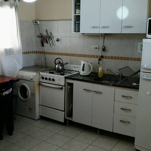 Fridge, microwave, coffee/tea maker, toaster