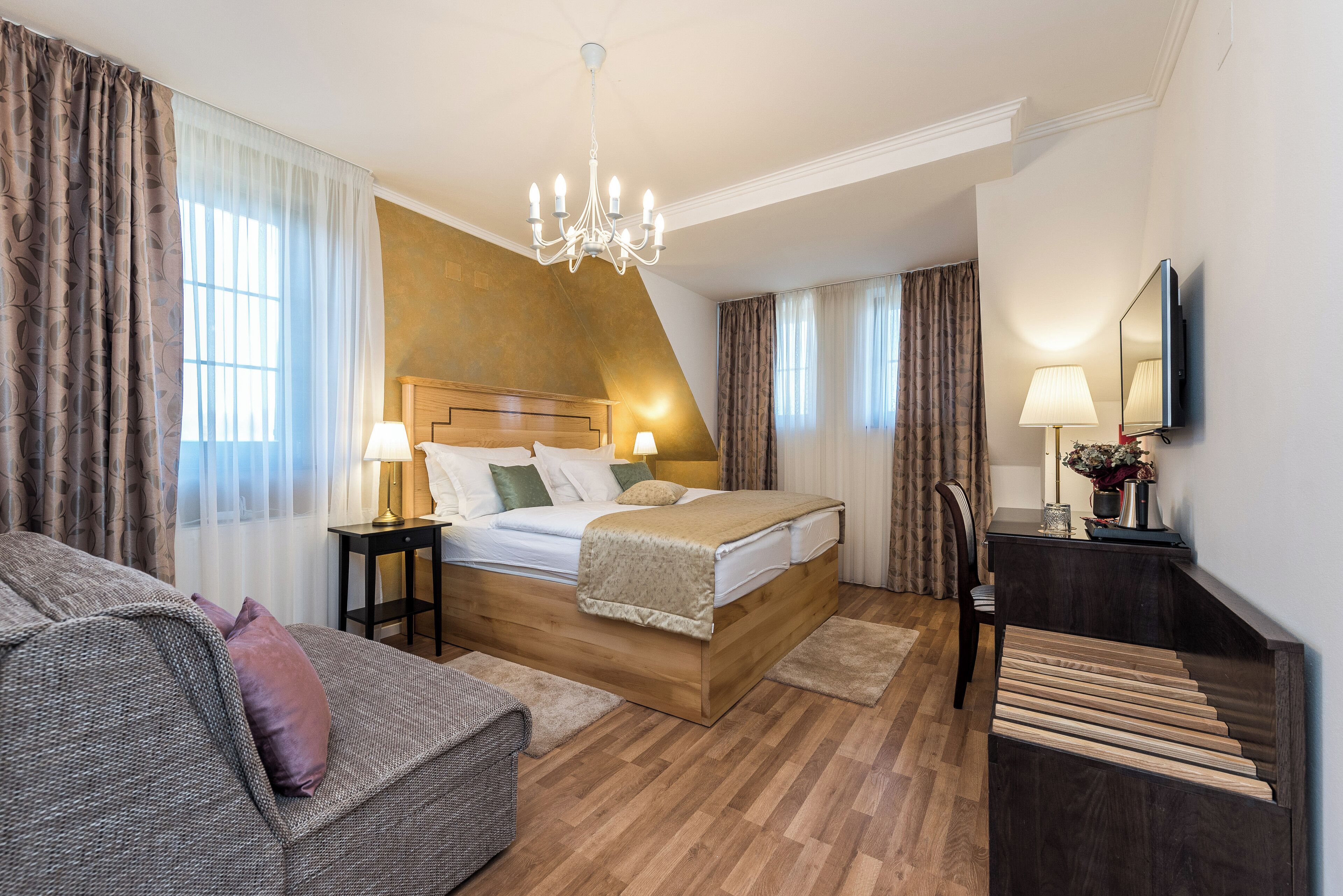 Egyptian cotton sheets, premium bedding, memory-foam beds, minibar