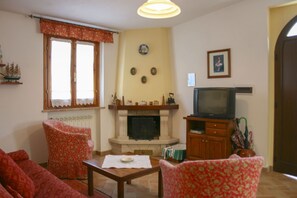 Televisión y chimenea