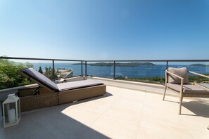 Appartement, uitzicht op zee (Penthouse) | Uitzicht op strand/zee