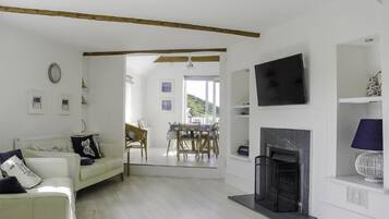 TV, fireplace