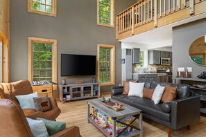 TV, fireplace, video games