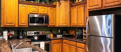 Fridge, microwave, oven, dishwasher