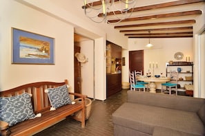 House | Living area | Flat-screen TV, fireplace - Anna's Sea House (Chania)